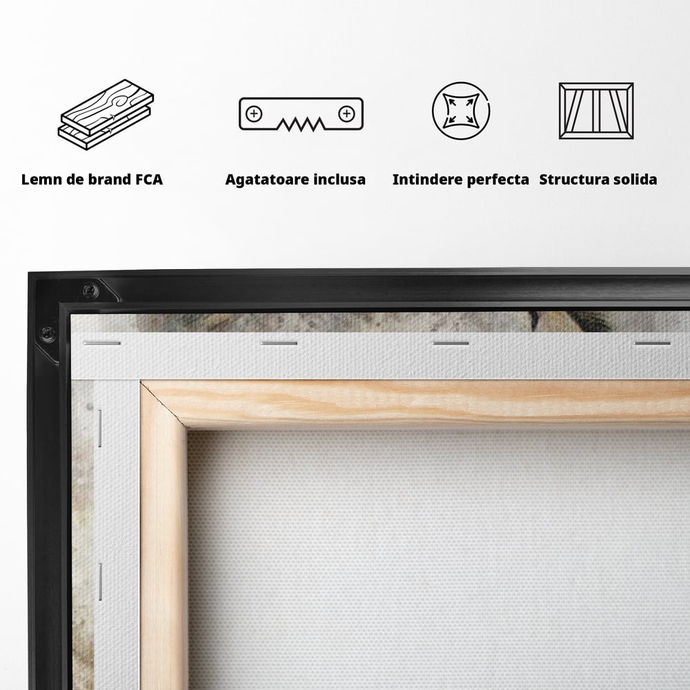 Tablou Canvas Premium, LuxCanva® M1022, Bufnita Pictata in Ceata, Bufnita, Pasare, Intelepciune, Mister, Privire, Penaj, Minimalist, Birou, Living, Camera Copii