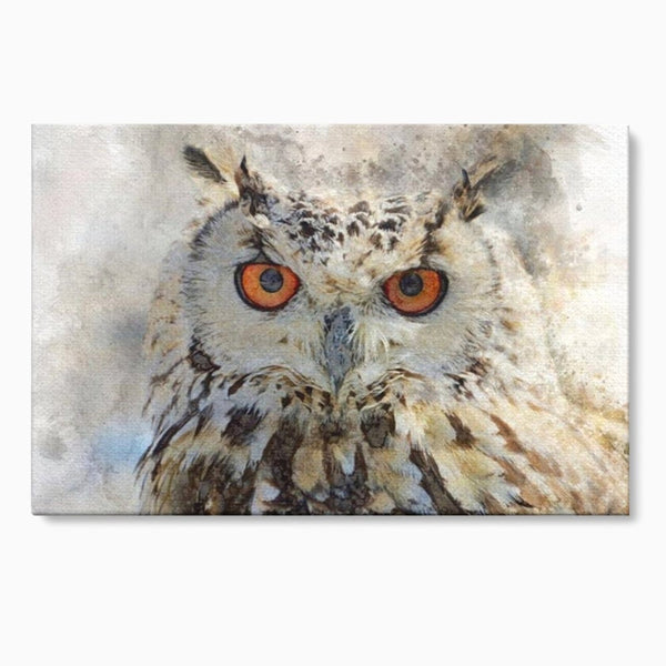 Tablou Canvas Premium, LuxCanva® M1022, Bufnita Pictata in Ceata, Bufnita, Pasare, Intelepciune, Mister, Privire, Penaj, Minimalist, Birou, Living, Camera Copii