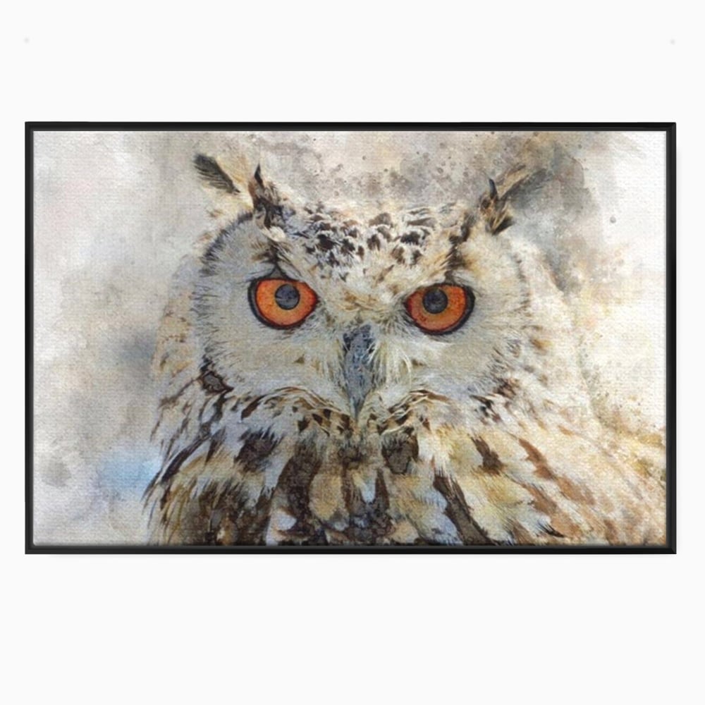 Tablou Canvas Premium, LuxCanva® M1022, Bufnita Pictata in Ceata, Bufnita, Pasare, Intelepciune, Mister, Privire, Penaj, Minimalist, Birou, Living, Camera Copii