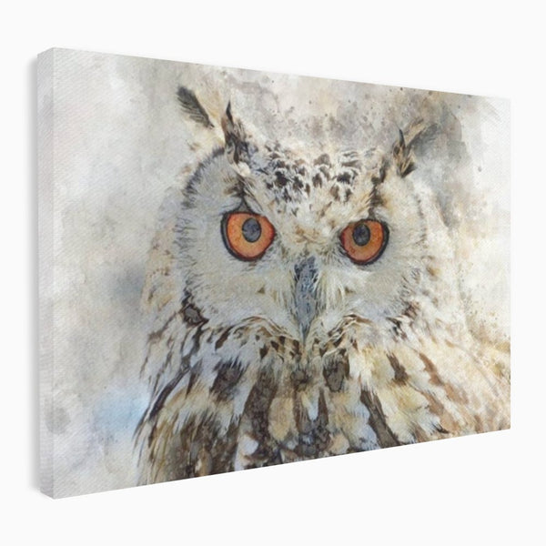 Tablou Canvas Premium, LuxCanva® M1022, Bufnita Pictata in Ceata, Bufnita, Pasare, Intelepciune, Mister, Privire, Penaj, Minimalist, Birou, Living, Camera Copii