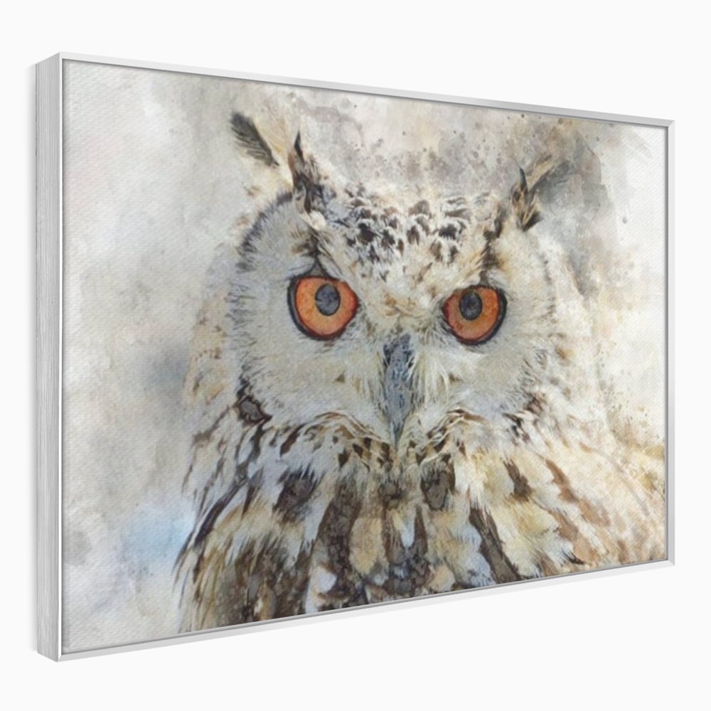 Tablou Canvas Premium, LuxCanva® M1022, Bufnita Pictata in Ceata, Bufnita, Pasare, Intelepciune, Mister, Privire, Penaj, Minimalist, Birou, Living, Camera Copii