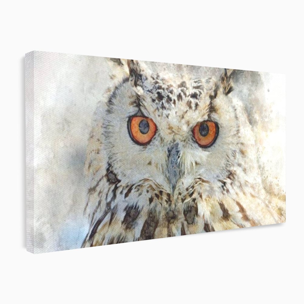Tablou Canvas Premium, LuxCanva® M1022, Bufnita Pictata in Ceata, Bufnita, Pasare, Intelepciune, Mister, Privire, Penaj, Minimalist, Birou, Living, Camera Copii