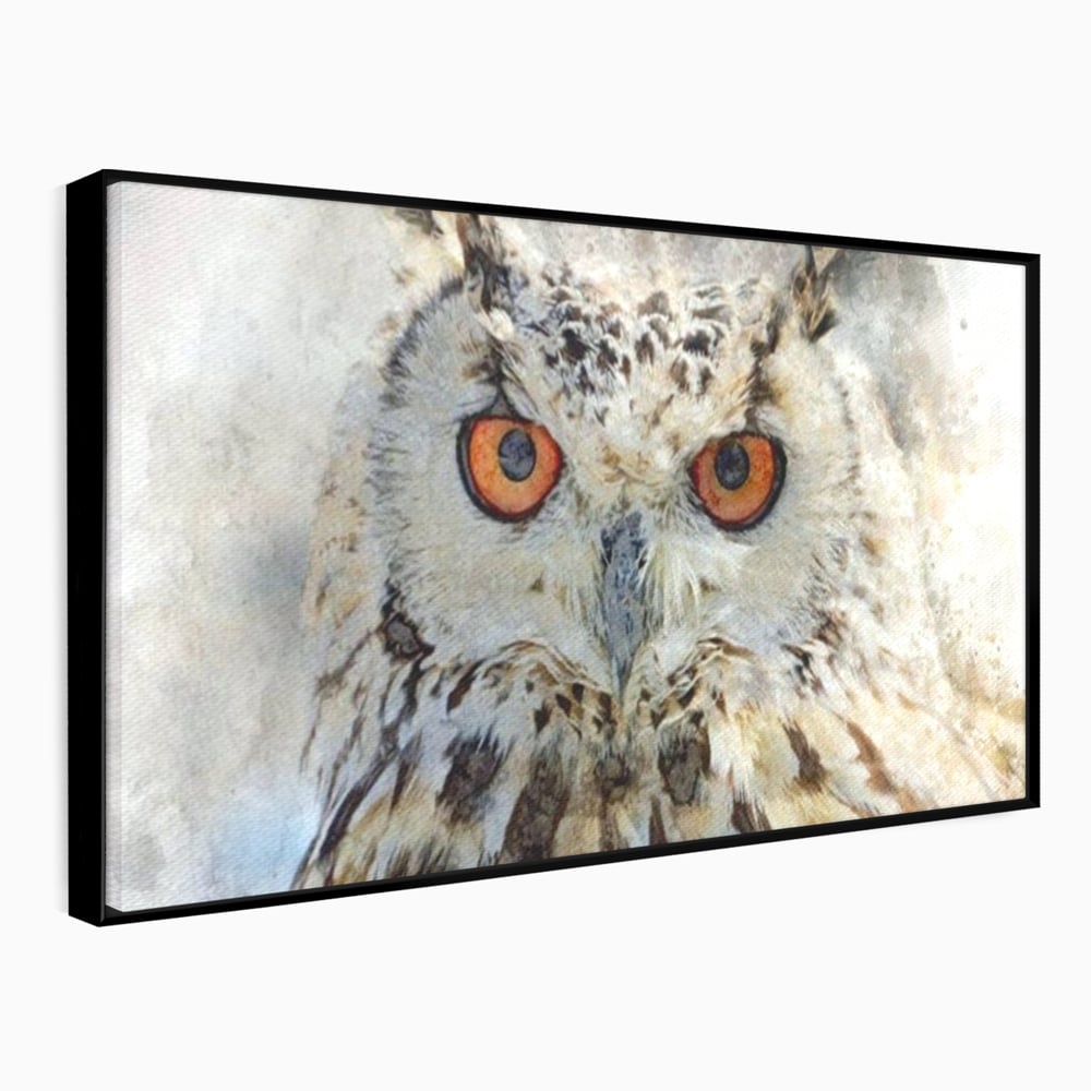 Tablou Canvas Premium, LuxCanva® M1022, Bufnita Pictata in Ceata, Bufnita, Pasare, Intelepciune, Mister, Privire, Penaj, Minimalist, Birou, Living, Camera Copii