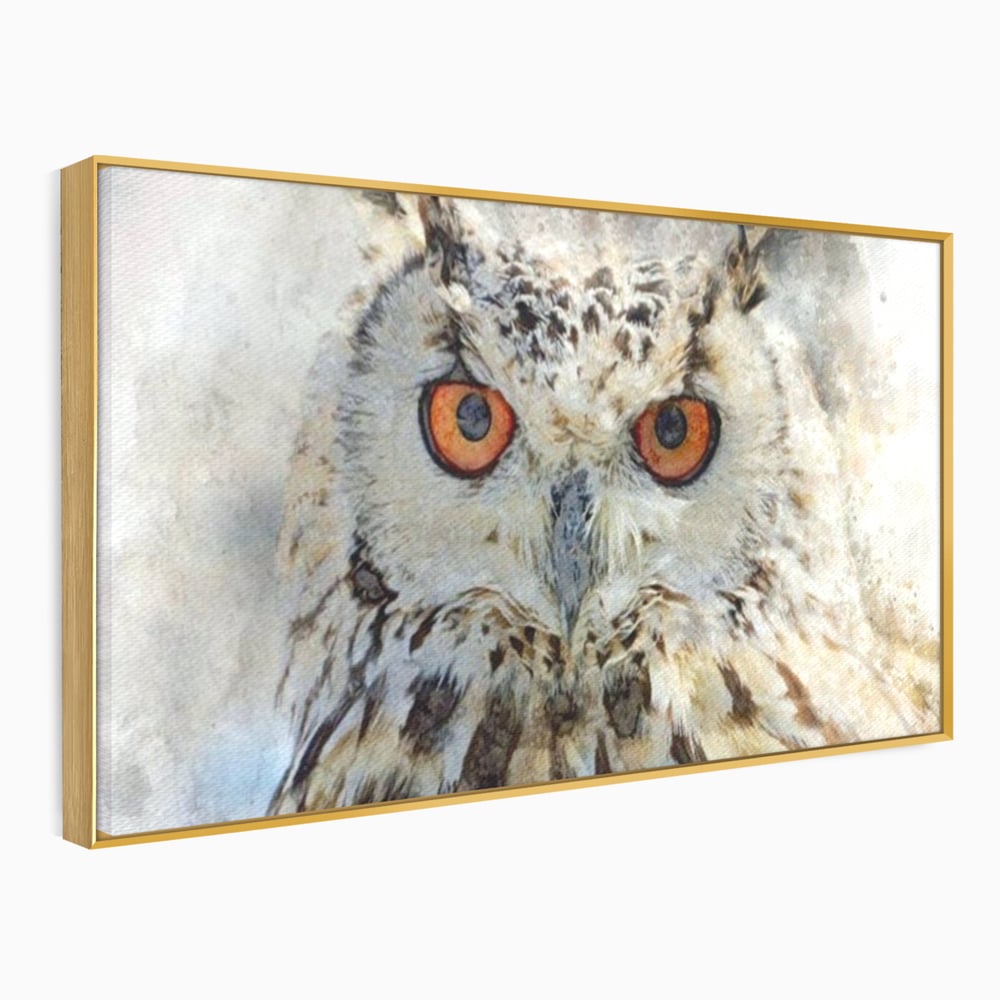 Tablou Canvas Premium, LuxCanva® M1022, Bufnita Pictata in Ceata, Bufnita, Pasare, Intelepciune, Mister, Privire, Penaj, Minimalist, Birou, Living, Camera Copii