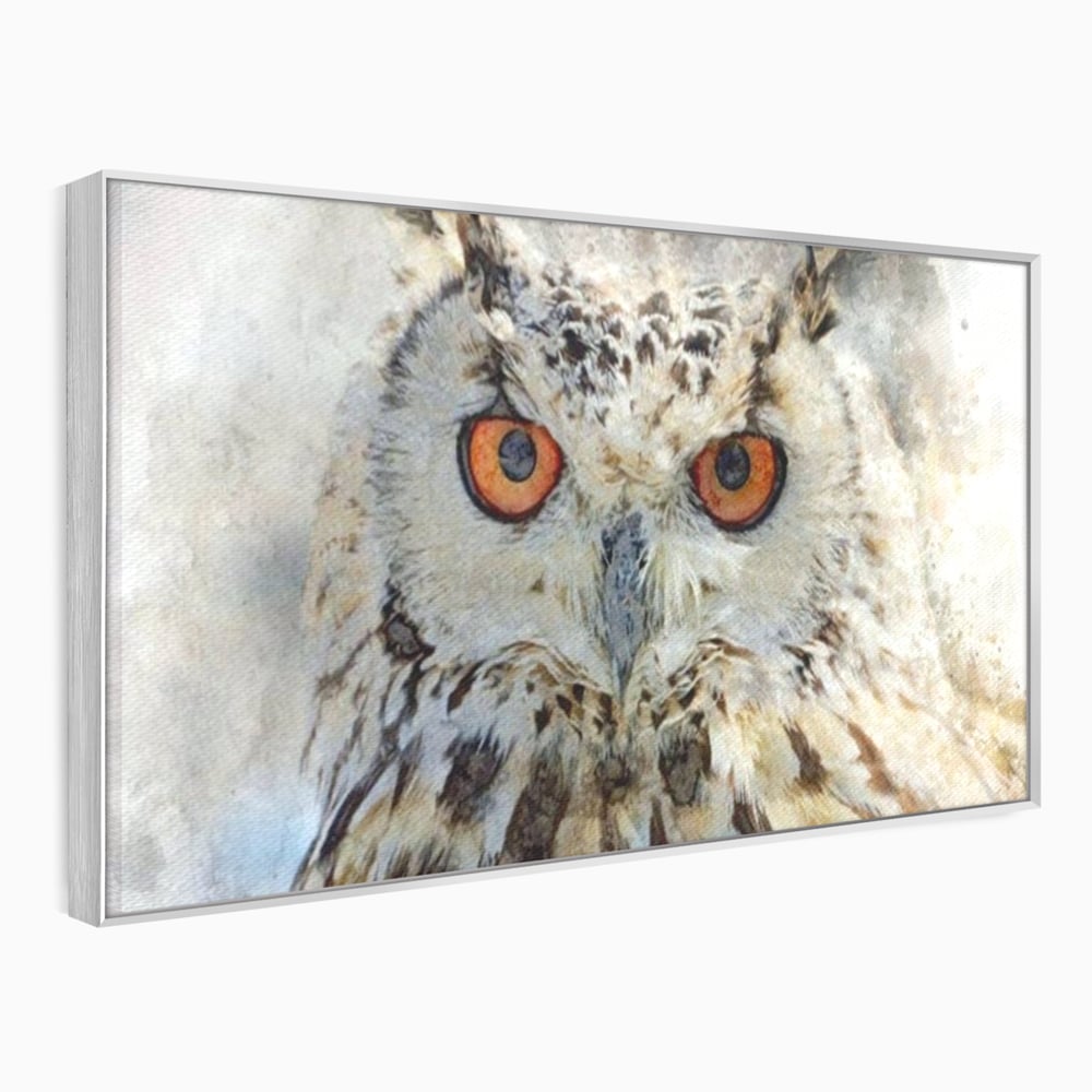 Tablou Canvas Premium, LuxCanva® M1022, Bufnita Pictata in Ceata, Bufnita, Pasare, Intelepciune, Mister, Privire, Penaj, Minimalist, Birou, Living, Camera Copii
