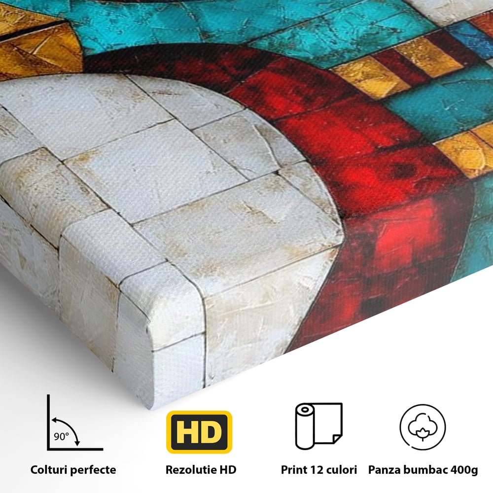 Leinwandbilder Premium, LuxCanva® M1024, Ägyptisches Mosaik, Vogel, Augen, Gott, Ägypten, Ibis, Heilig, Mosaik, Pyramide, Textur, Abstrakt, Büro, Wohnen, Kinderzimmer