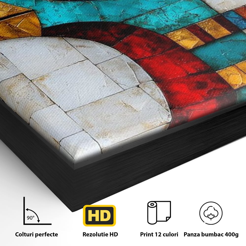 Leinwandbilder Premium, LuxCanva® M1024, Ägyptisches Mosaik, Vogel, Augen, Gott, Ägypten, Ibis, Heilig, Mosaik, Pyramide, Textur, Abstrakt, Büro, Wohnen, Kinderzimmer