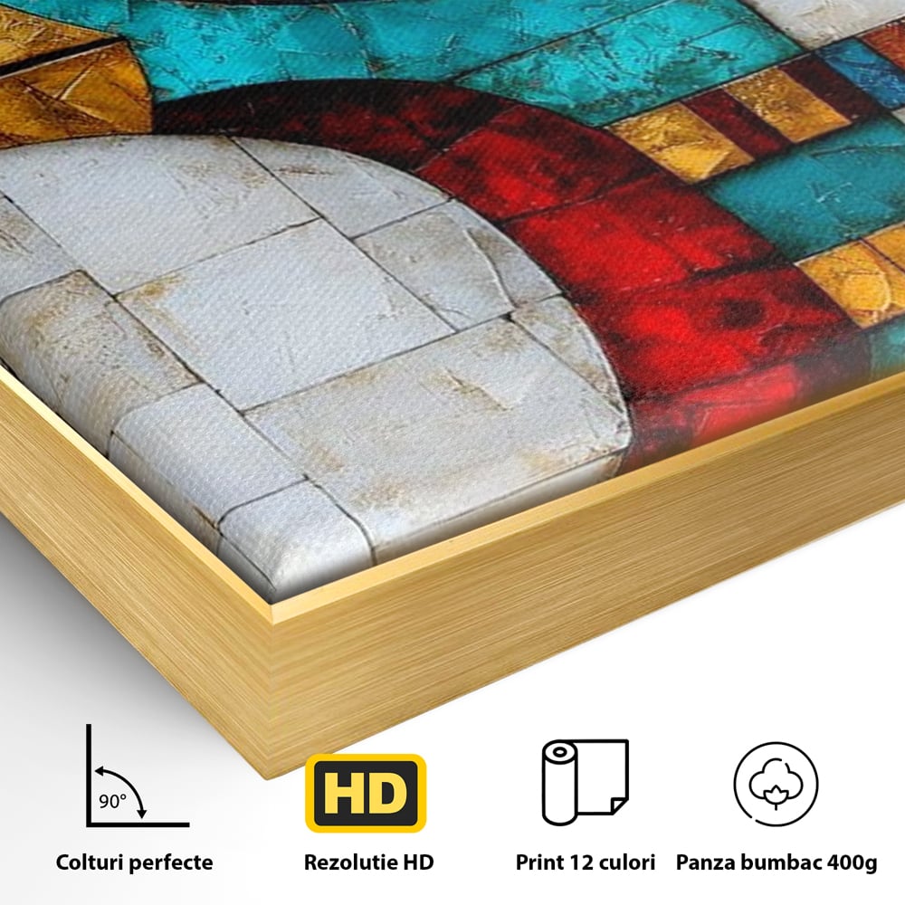 Leinwandbilder Premium, LuxCanva® M1024, Ägyptisches Mosaik, Vogel, Augen, Gott, Ägypten, Ibis, Heilig, Mosaik, Pyramide, Textur, Abstrakt, Büro, Wohnen, Kinderzimmer