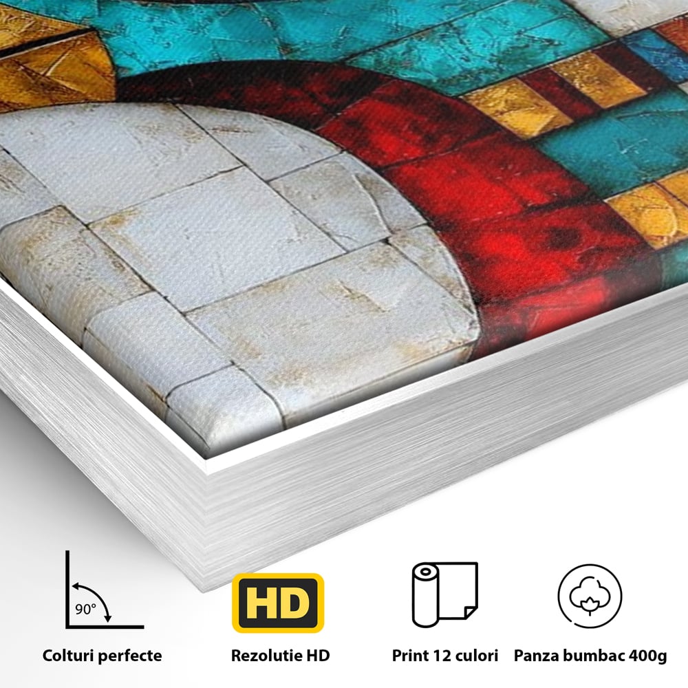 Leinwandbilder Premium, LuxCanva® M1024, Ägyptisches Mosaik, Vogel, Augen, Gott, Ägypten, Ibis, Heilig, Mosaik, Pyramide, Textur, Abstrakt, Büro, Wohnen, Kinderzimmer