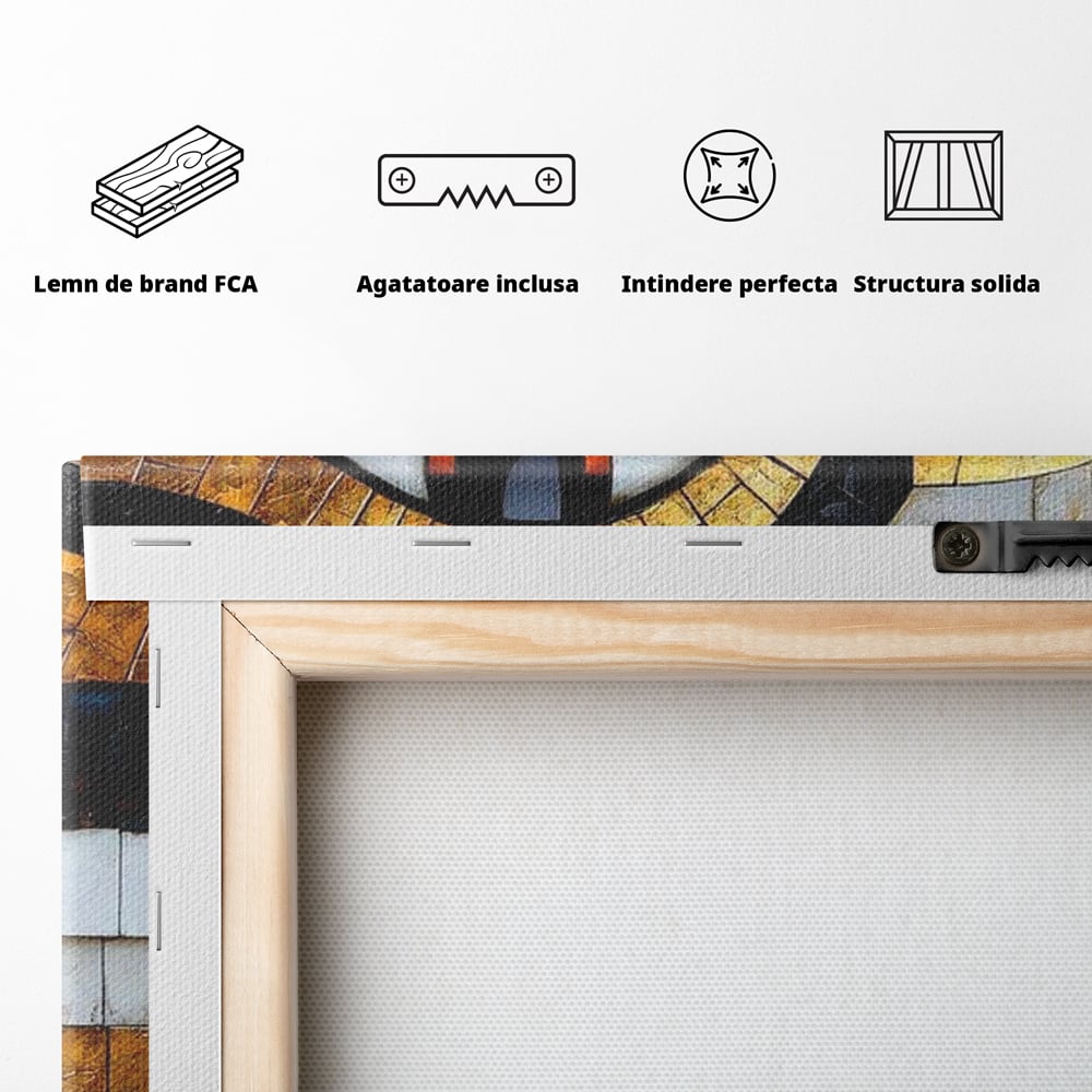 Leinwandbilder Premium, LuxCanva® M1024, Ägyptisches Mosaik, Vogel, Augen, Gott, Ägypten, Ibis, Heilig, Mosaik, Pyramide, Textur, Abstrakt, Büro, Wohnen, Kinderzimmer