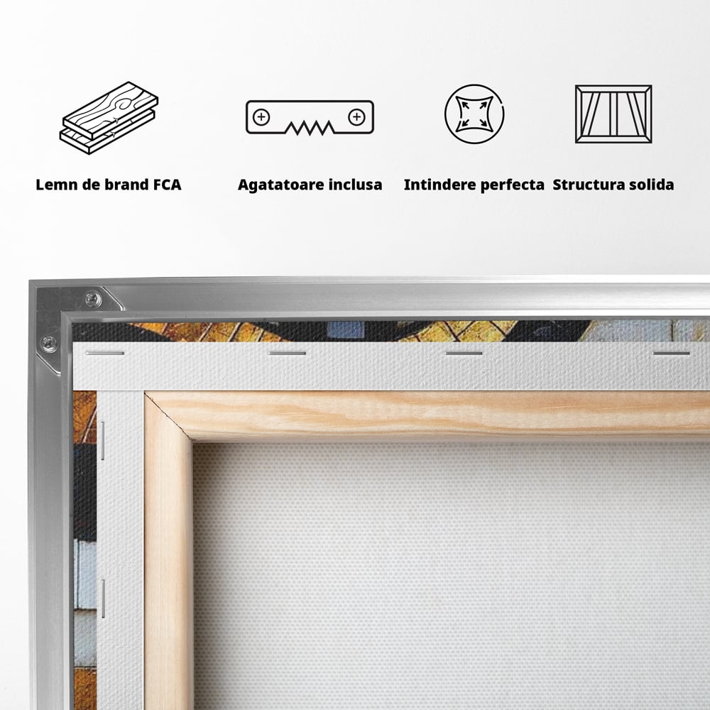 Leinwandbilder Premium, LuxCanva® M1024, Ägyptisches Mosaik, Vogel, Augen, Gott, Ägypten, Ibis, Heilig, Mosaik, Pyramide, Textur, Abstrakt, Büro, Wohnen, Kinderzimmer