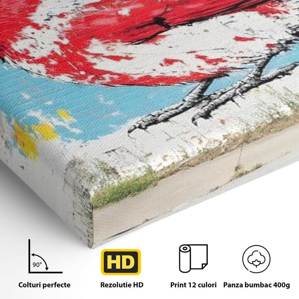 Leinwand Premium Canvas Wandbilder, LuxCanva® M1025, Kardinal Urban, Kardinal, Rot, Wandbild, Graffiti, Textur, Backstein, Urban, Wand, Nachbarschaft, Büro, Wohnen, Kinderzimmer