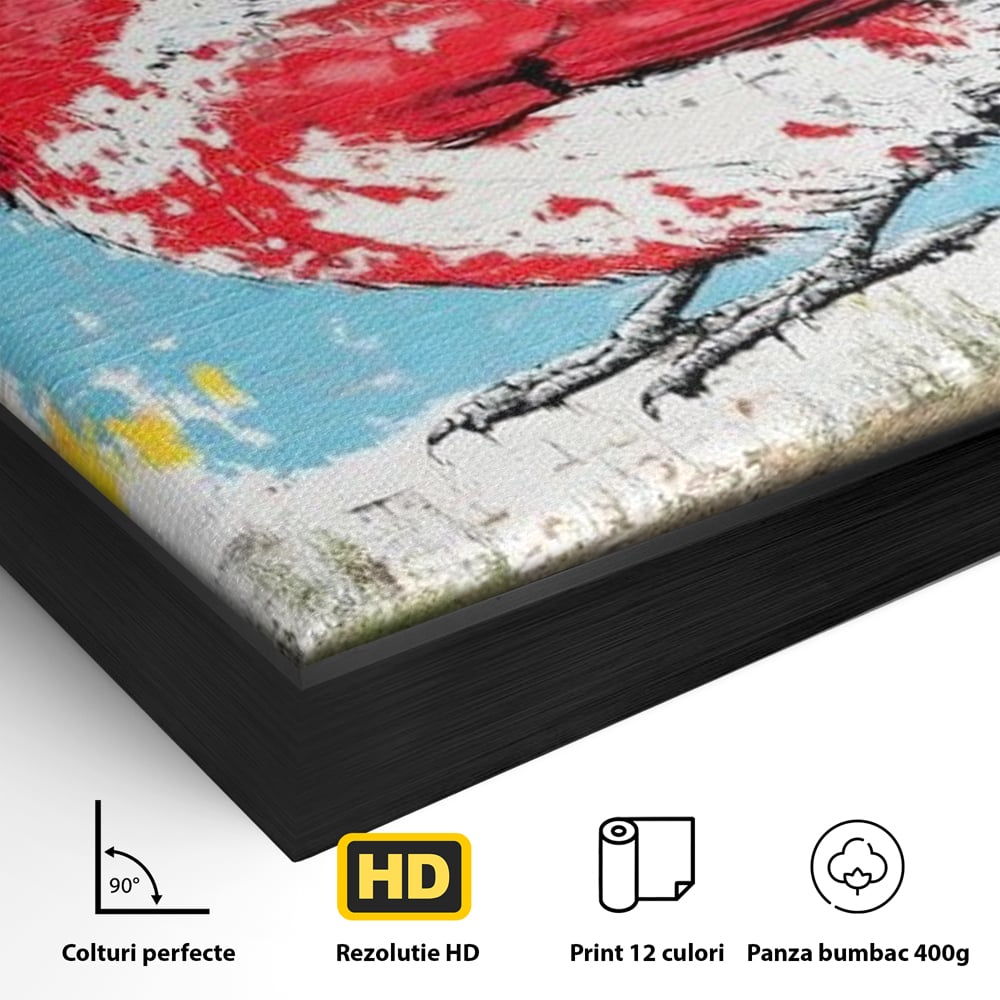 Leinwand Premium Canvas Wandbilder, LuxCanva® M1025, Kardinal Urban, Kardinal, Rot, Wandbild, Graffiti, Textur, Backstein, Urban, Wand, Nachbarschaft, Büro, Wohnen, Kinderzimmer