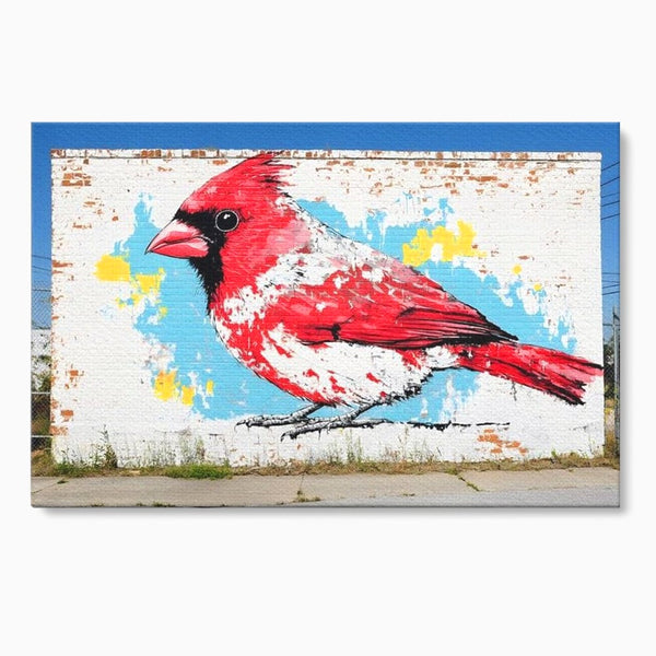 Leinwand Premium Canvas Wandbilder, LuxCanva® M1025, Kardinal Urban, Kardinal, Rot, Wandbild, Graffiti, Textur, Backstein, Urban, Wand, Nachbarschaft, Büro, Wohnen, Kinderzimmer
