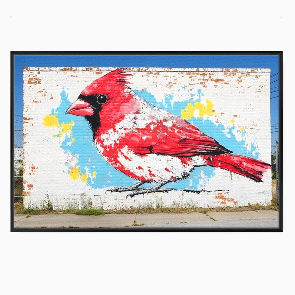 Leinwand Premium Canvas Wandbilder, LuxCanva® M1025, Kardinal Urban, Kardinal, Rot, Wandbild, Graffiti, Textur, Backstein, Urban, Wand, Nachbarschaft, Büro, Wohnen, Kinderzimmer