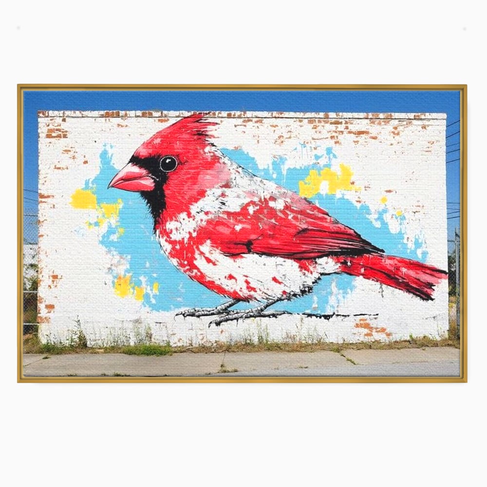 Leinwand Premium Canvas Wandbilder, LuxCanva® M1025, Kardinal Urban, Kardinal, Rot, Wandbild, Graffiti, Textur, Backstein, Urban, Wand, Nachbarschaft, Büro, Wohnen, Kinderzimmer