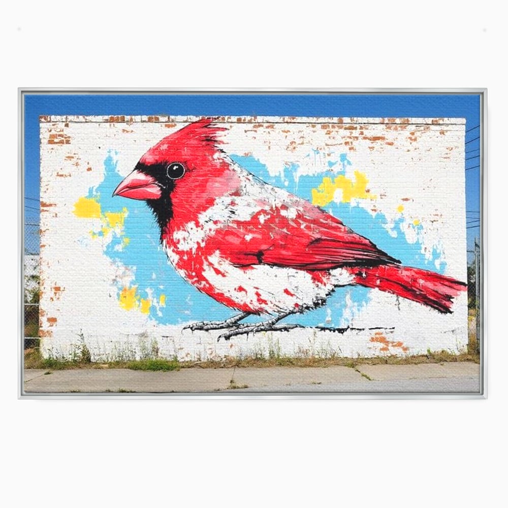 Leinwand Premium Canvas Wandbilder, LuxCanva® M1025, Kardinal Urban, Kardinal, Rot, Wandbild, Graffiti, Textur, Backstein, Urban, Wand, Nachbarschaft, Büro, Wohnen, Kinderzimmer