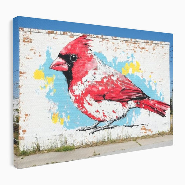 Leinwand Premium Canvas Wandbilder, LuxCanva® M1025, Kardinal Urban, Kardinal, Rot, Wandbild, Graffiti, Textur, Backstein, Urban, Wand, Nachbarschaft, Büro, Wohnen, Kinderzimmer