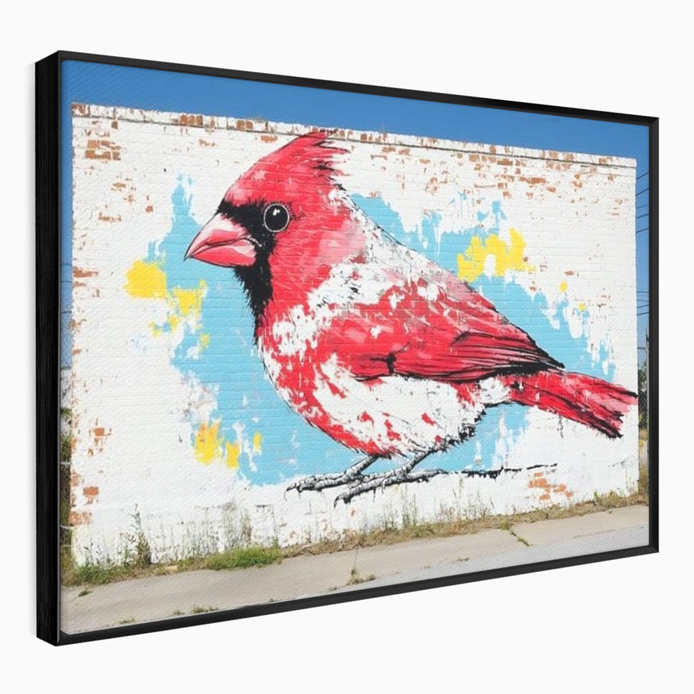 Leinwand Premium Canvas Wandbilder, LuxCanva® M1025, Kardinal Urban, Kardinal, Rot, Wandbild, Graffiti, Textur, Backstein, Urban, Wand, Nachbarschaft, Büro, Wohnen, Kinderzimmer