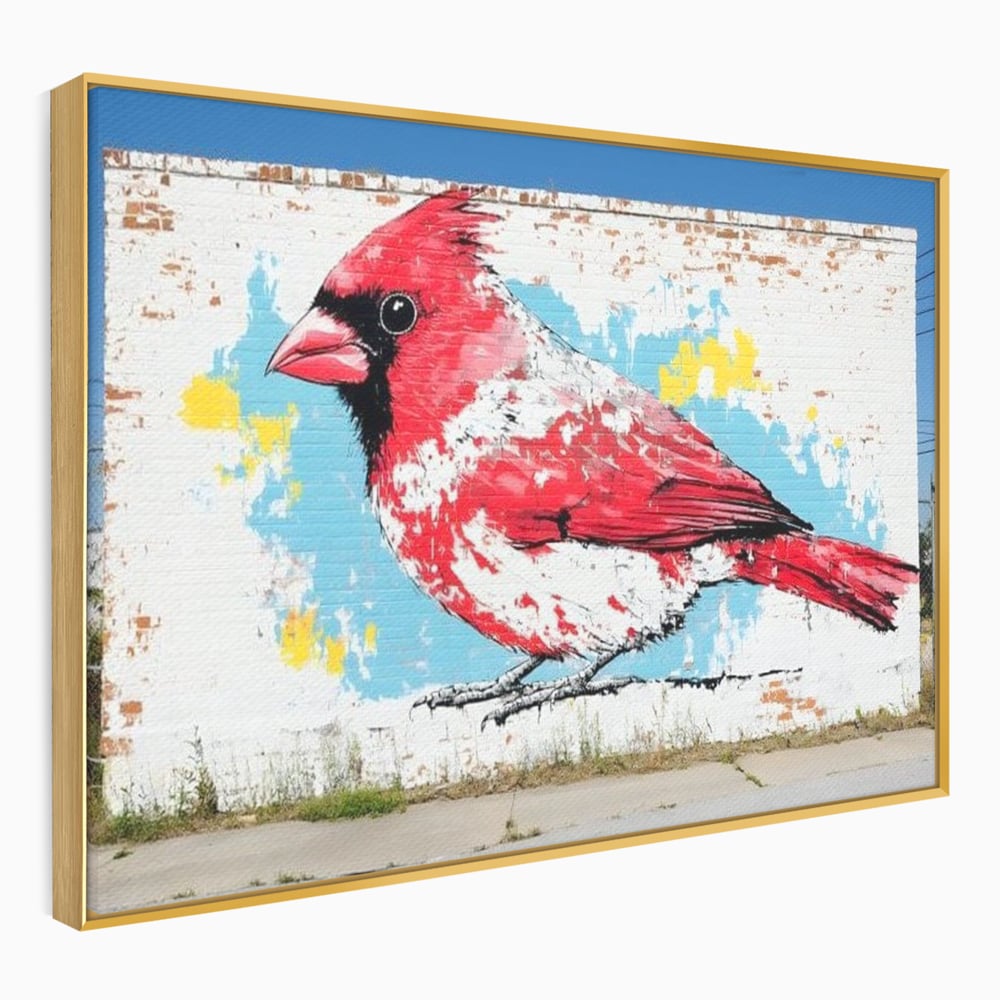Leinwand Premium Canvas Wandbilder, LuxCanva® M1025, Kardinal Urban, Kardinal, Rot, Wandbild, Graffiti, Textur, Backstein, Urban, Wand, Nachbarschaft, Büro, Wohnen, Kinderzimmer