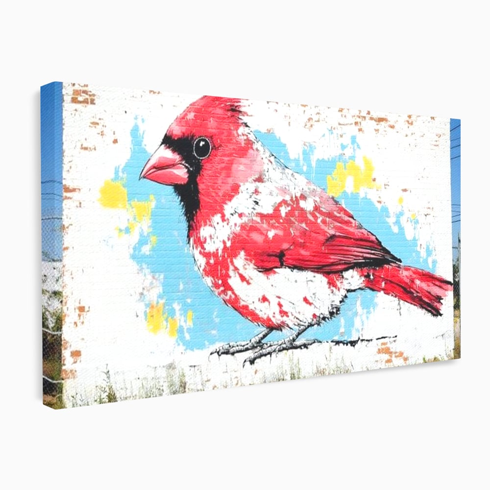 Leinwand Premium Canvas Wandbilder, LuxCanva® M1025, Kardinal Urban, Kardinal, Rot, Wandbild, Graffiti, Textur, Backstein, Urban, Wand, Nachbarschaft, Büro, Wohnen, Kinderzimmer