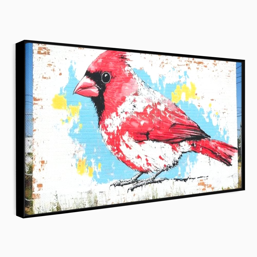 Leinwand Premium Canvas Wandbilder, LuxCanva® M1025, Kardinal Urban, Kardinal, Rot, Wandbild, Graffiti, Textur, Backstein, Urban, Wand, Nachbarschaft, Büro, Wohnen, Kinderzimmer