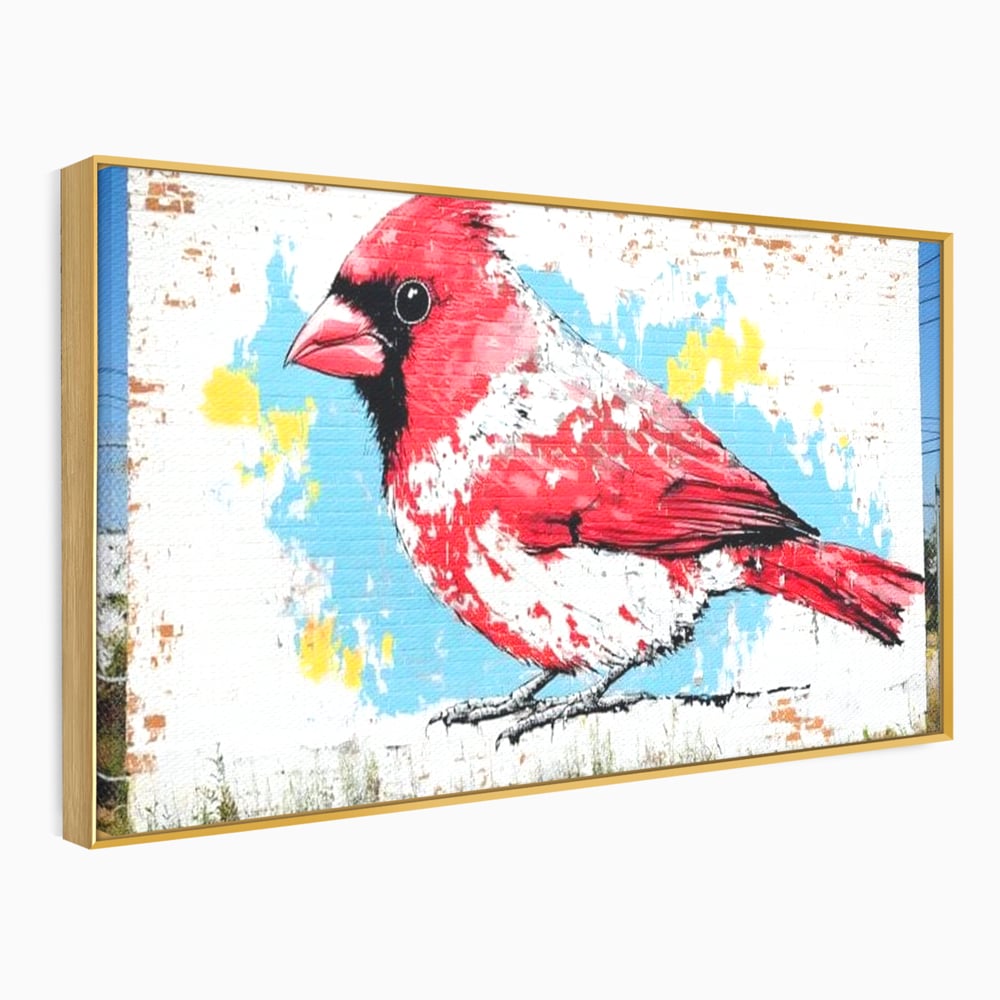 Leinwand Premium Canvas Wandbilder, LuxCanva® M1025, Kardinal Urban, Kardinal, Rot, Wandbild, Graffiti, Textur, Backstein, Urban, Wand, Nachbarschaft, Büro, Wohnen, Kinderzimmer
