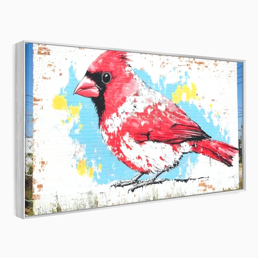 Leinwand Premium Canvas Wandbilder, LuxCanva® M1025, Kardinal Urban, Kardinal, Rot, Wandbild, Graffiti, Textur, Backstein, Urban, Wand, Nachbarschaft, Büro, Wohnen, Kinderzimmer