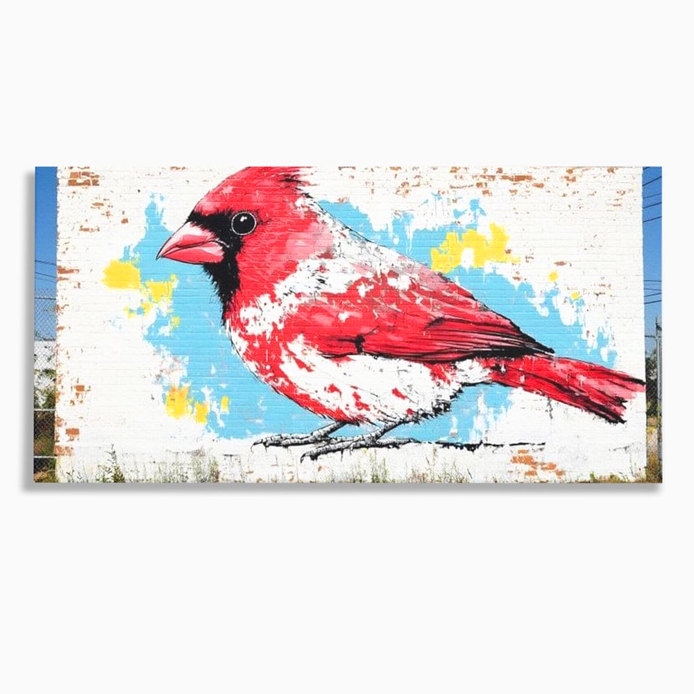 Leinwand Premium Canvas Wandbilder, LuxCanva® M1025, Kardinal Urban, Kardinal, Rot, Wandbild, Graffiti, Textur, Backstein, Urban, Wand, Nachbarschaft, Büro, Wohnen, Kinderzimmer
