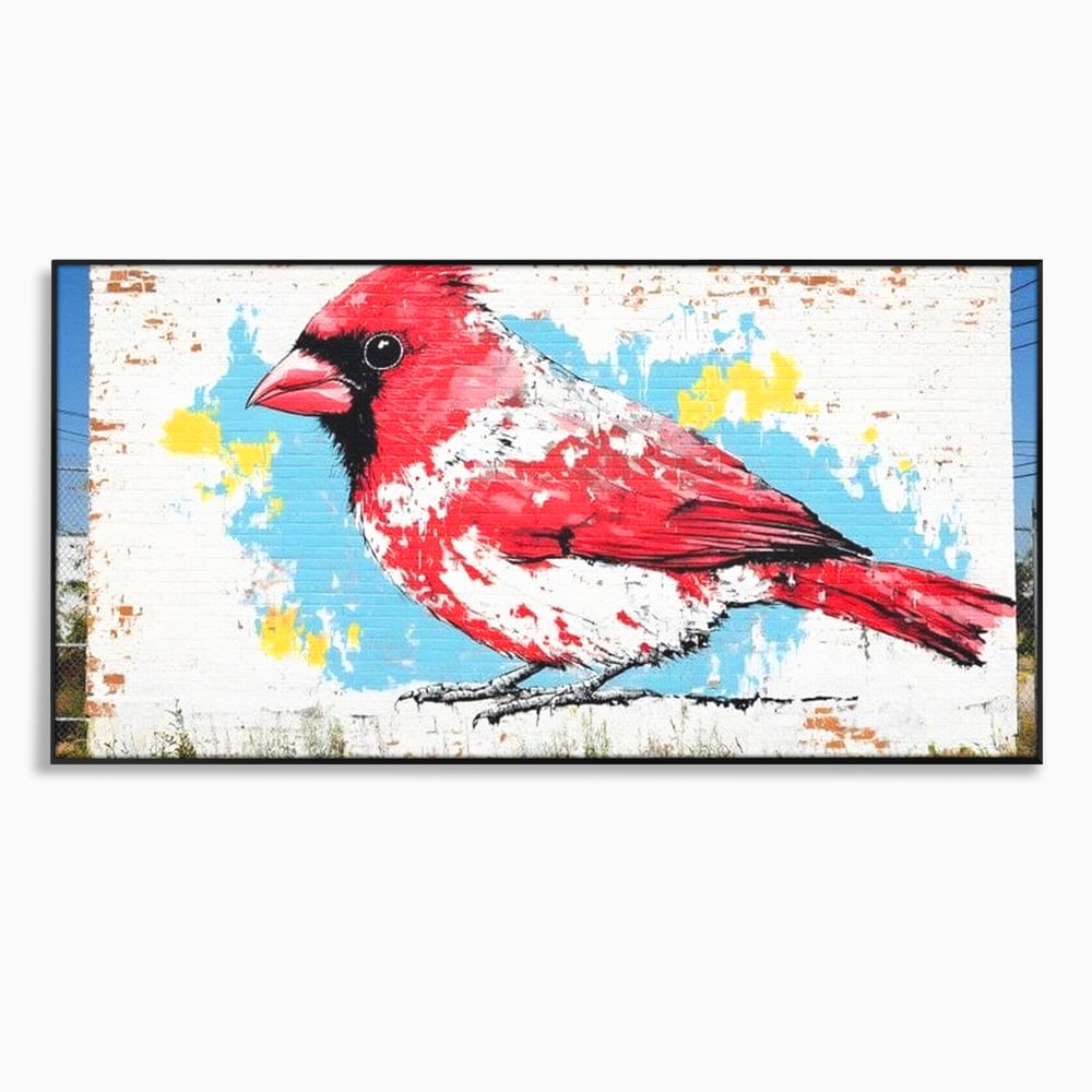 Leinwand Premium Canvas Wandbilder, LuxCanva® M1025, Kardinal Urban, Kardinal, Rot, Wandbild, Graffiti, Textur, Backstein, Urban, Wand, Nachbarschaft, Büro, Wohnen, Kinderzimmer