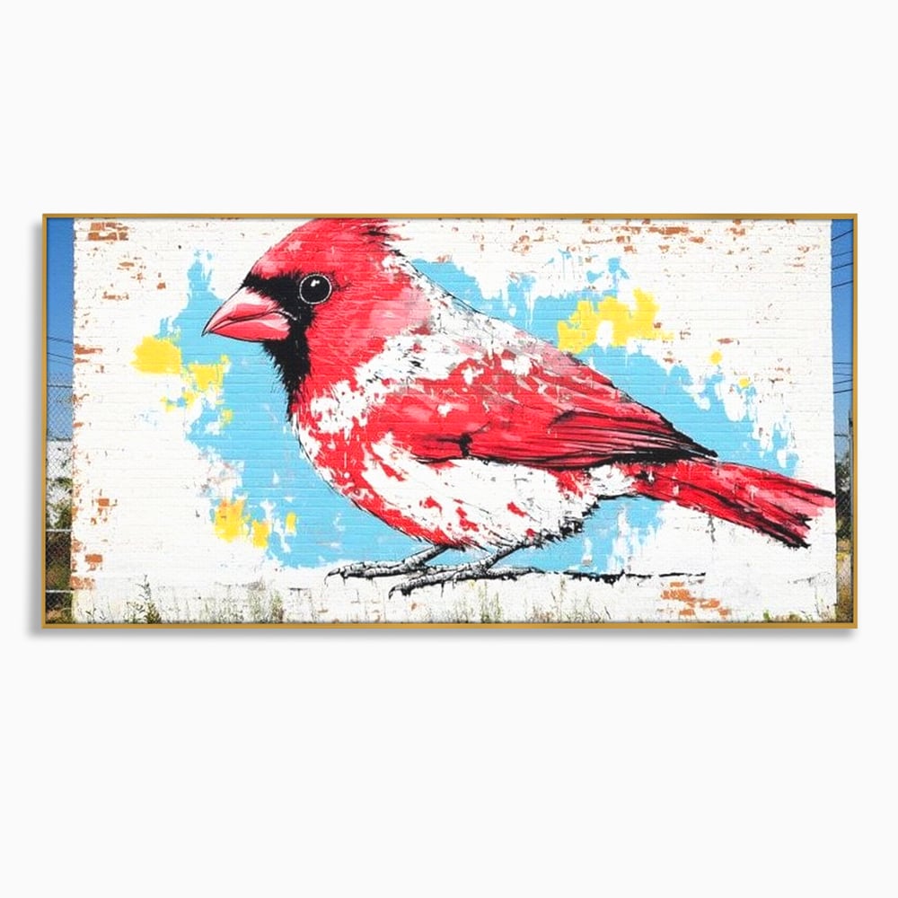 Leinwand Premium Canvas Wandbilder, LuxCanva® M1025, Kardinal Urban, Kardinal, Rot, Wandbild, Graffiti, Textur, Backstein, Urban, Wand, Nachbarschaft, Büro, Wohnen, Kinderzimmer