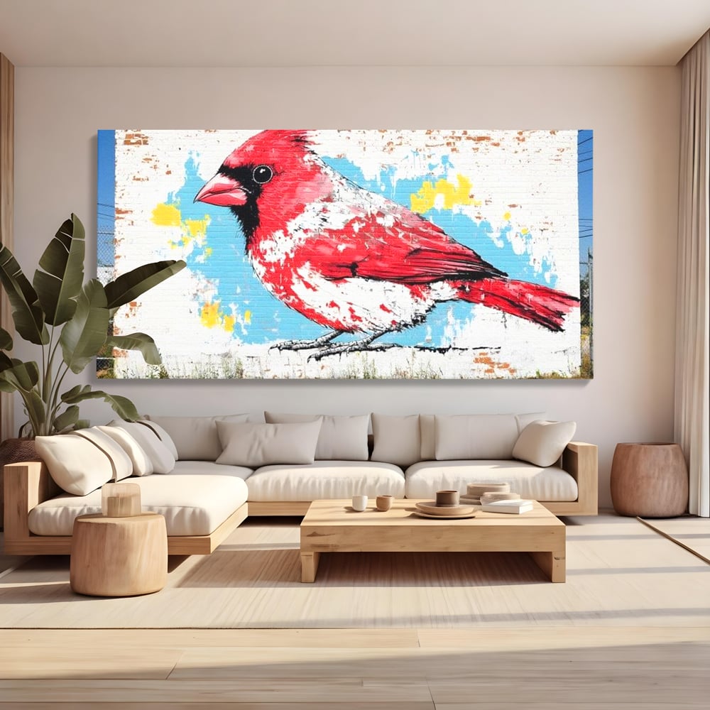 Leinwand Premium Canvas Wandbilder, LuxCanva® M1025, Kardinal Urban, Kardinal, Rot, Wandbild, Graffiti, Textur, Backstein, Urban, Wand, Nachbarschaft, Büro, Wohnen, Kinderzimmer