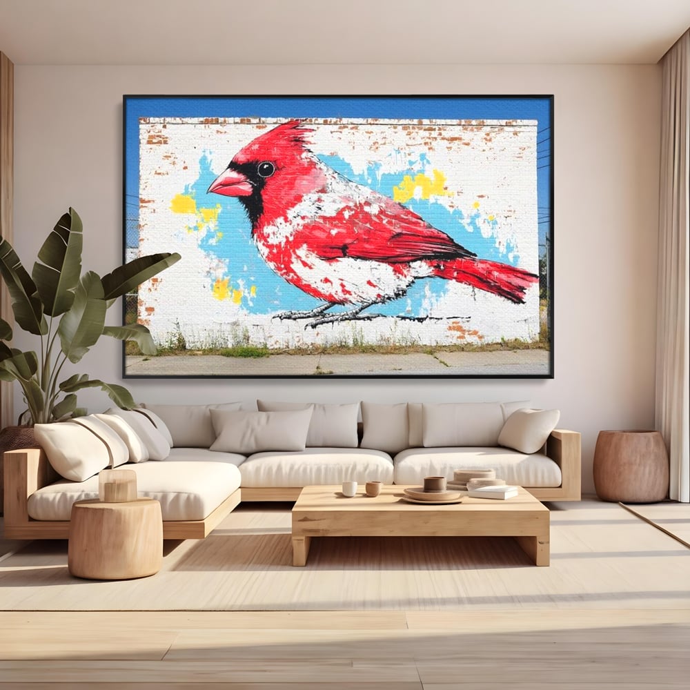 Leinwand Premium Canvas Wandbilder, LuxCanva® M1025, Kardinal Urban, Kardinal, Rot, Wandbild, Graffiti, Textur, Backstein, Urban, Wand, Nachbarschaft, Büro, Wohnen, Kinderzimmer