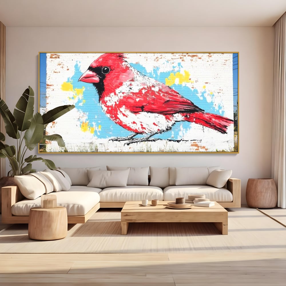 Leinwand Premium Canvas Wandbilder, LuxCanva® M1025, Kardinal Urban, Kardinal, Rot, Wandbild, Graffiti, Textur, Backstein, Urban, Wand, Nachbarschaft, Büro, Wohnen, Kinderzimmer