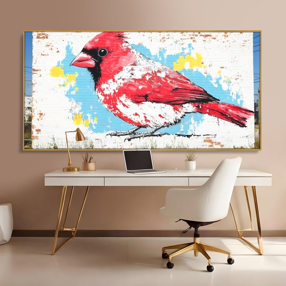 Leinwand Premium Canvas Wandbilder, LuxCanva® M1025, Kardinal Urban, Kardinal, Rot, Wandbild, Graffiti, Textur, Backstein, Urban, Wand, Nachbarschaft, Büro, Wohnen, Kinderzimmer