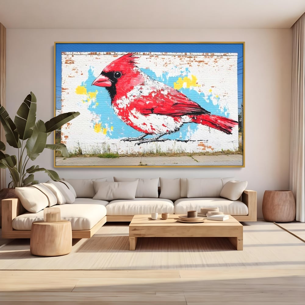 Leinwand Premium Canvas Wandbilder, LuxCanva® M1025, Kardinal Urban, Kardinal, Rot, Wandbild, Graffiti, Textur, Backstein, Urban, Wand, Nachbarschaft, Büro, Wohnen, Kinderzimmer