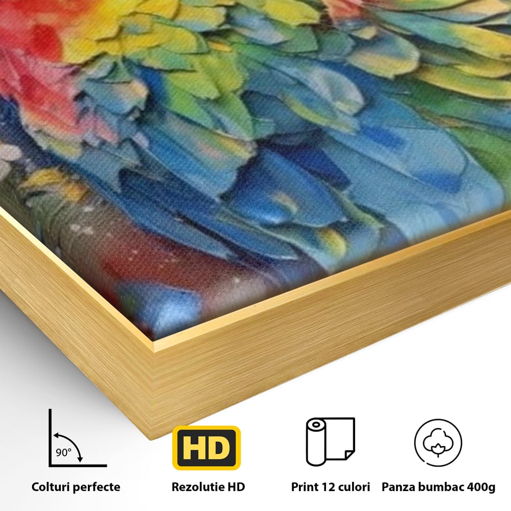 Tablou Canvas Premium, LuxCanva® M1026, Curcubeu Tropical, Papagal, Exotic, Tropical, Curcubeu, Jungla, Insula, Contrast, Vacanta, Birou, Living, Camera Copii