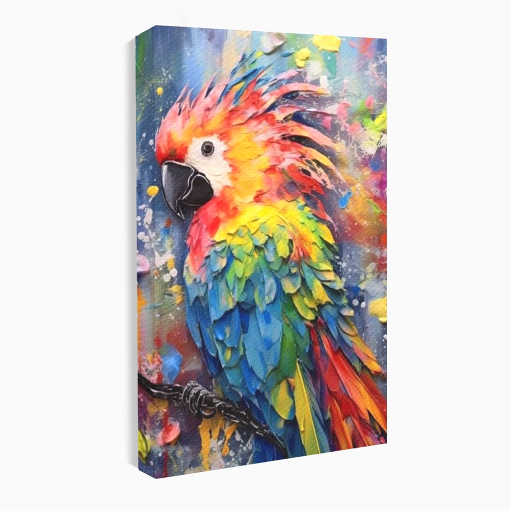 Tablou Canvas Premium, LuxCanva® M1026, Curcubeu Tropical, Papagal, Exotic, Tropical, Curcubeu, Jungla, Insula, Contrast, Vacanta, Birou, Living, Camera Copii