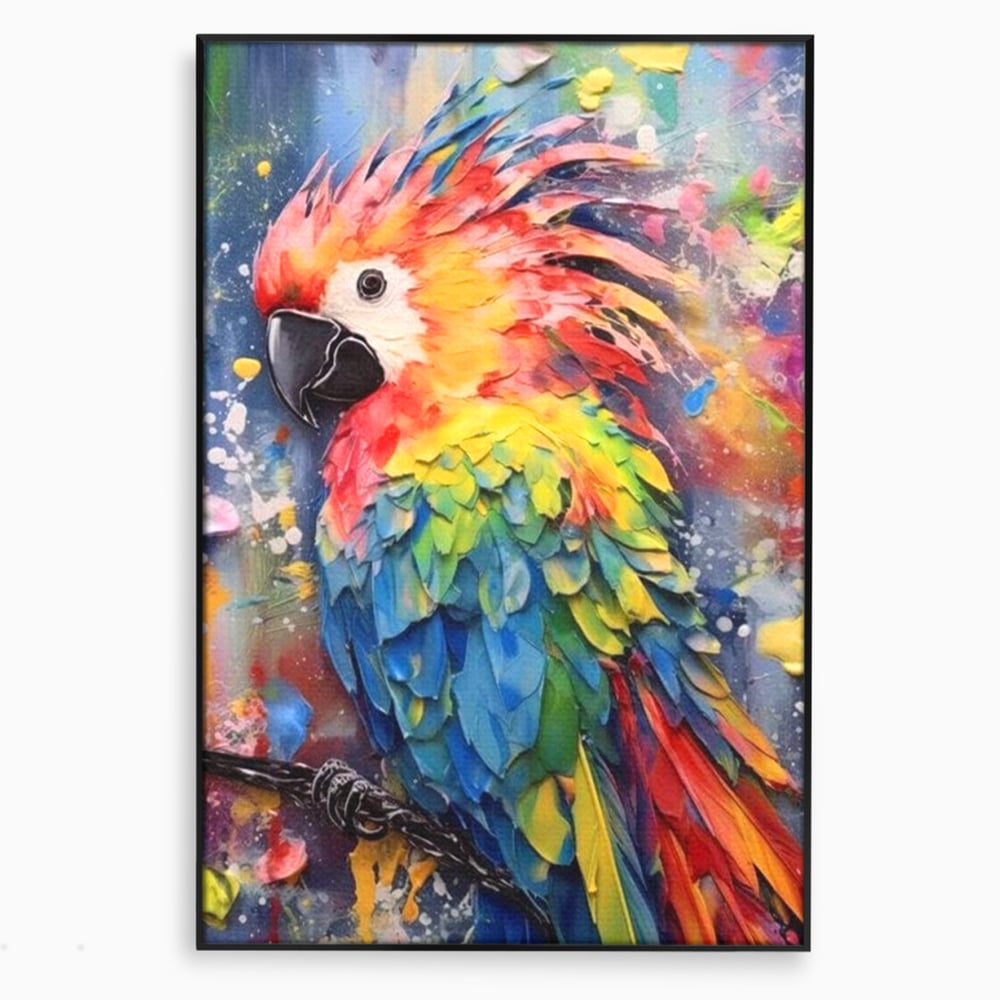 Tablou Canvas Premium, LuxCanva® M1026, Curcubeu Tropical, Papagal, Exotic, Tropical, Curcubeu, Jungla, Insula, Contrast, Vacanta, Birou, Living, Camera Copii