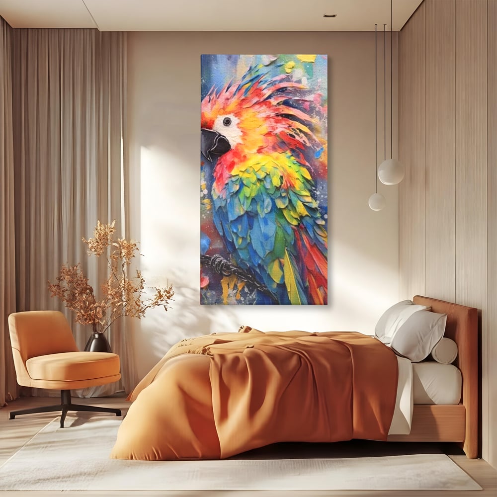 Tablou Canvas Premium, LuxCanva® M1026, Curcubeu Tropical, Papagal, Exotic, Tropical, Curcubeu, Jungla, Insula, Contrast, Vacanta, Birou, Living, Camera Copii