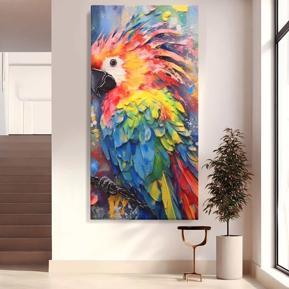 Tablou Canvas Premium, LuxCanva® M1026, Curcubeu Tropical, Papagal, Exotic, Tropical, Curcubeu, Jungla, Insula, Contrast, Vacanta, Birou, Living, Camera Copii
