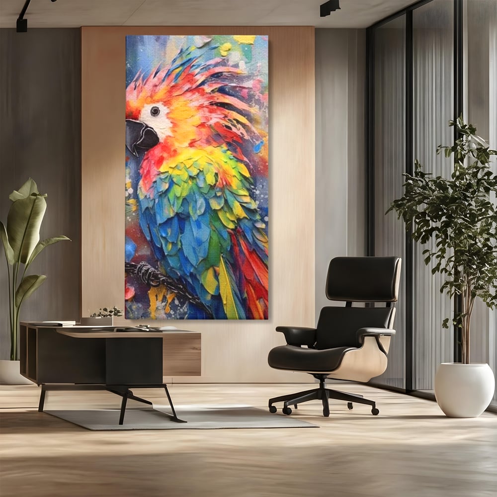 Tablou Canvas Premium, LuxCanva® M1026, Curcubeu Tropical, Papagal, Exotic, Tropical, Curcubeu, Jungla, Insula, Contrast, Vacanta, Birou, Living, Camera Copii