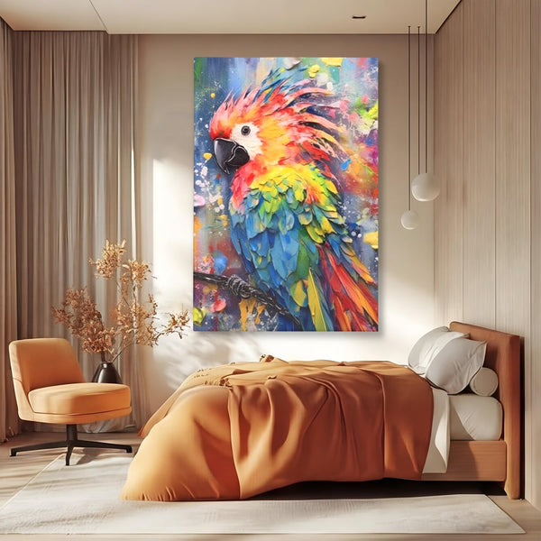 Tablou Canvas Premium, LuxCanva® M1026, Curcubeu Tropical, Papagal, Exotic, Tropical, Curcubeu, Jungla, Insula, Contrast, Vacanta, Birou, Living, Camera Copii