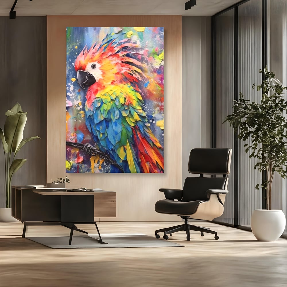 Tablou Canvas Premium, LuxCanva® M1026, Curcubeu Tropical, Papagal, Exotic, Tropical, Curcubeu, Jungla, Insula, Contrast, Vacanta, Birou, Living, Camera Copii