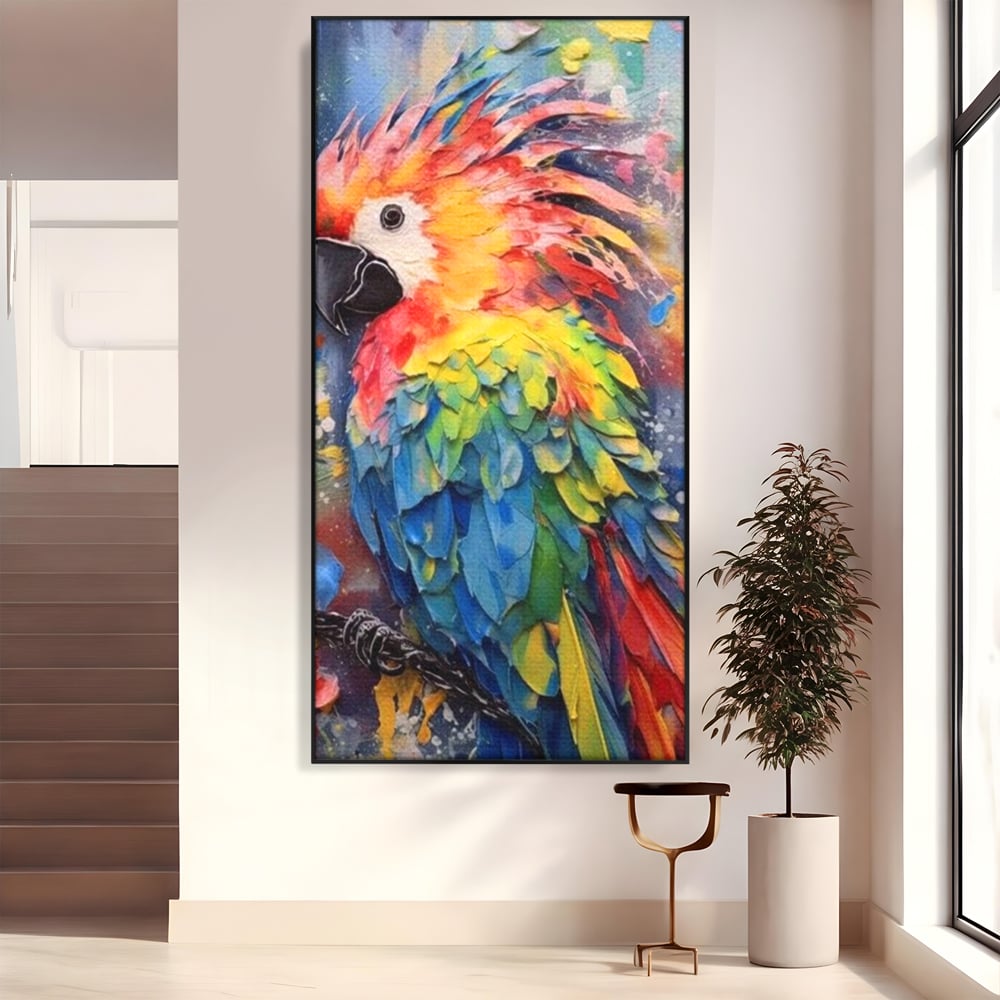 Tablou Canvas Premium, LuxCanva® M1026, Curcubeu Tropical, Papagal, Exotic, Tropical, Curcubeu, Jungla, Insula, Contrast, Vacanta, Birou, Living, Camera Copii