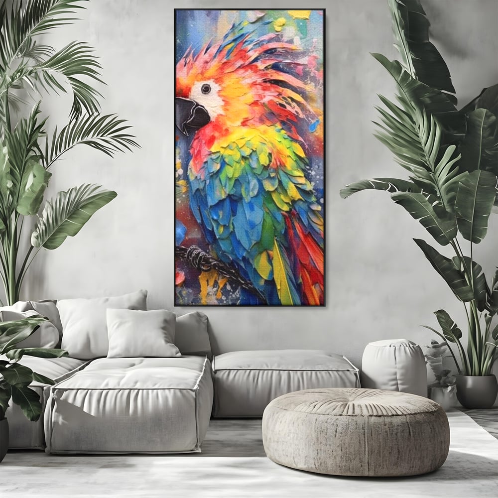 Tablou Canvas Premium, LuxCanva® M1026, Curcubeu Tropical, Papagal, Exotic, Tropical, Curcubeu, Jungla, Insula, Contrast, Vacanta, Birou, Living, Camera Copii