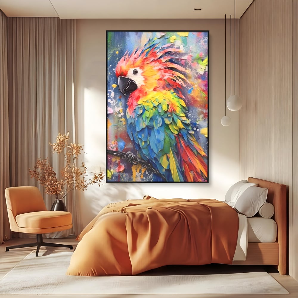 Tablou Canvas Premium, LuxCanva® M1026, Curcubeu Tropical, Papagal, Exotic, Tropical, Curcubeu, Jungla, Insula, Contrast, Vacanta, Birou, Living, Camera Copii