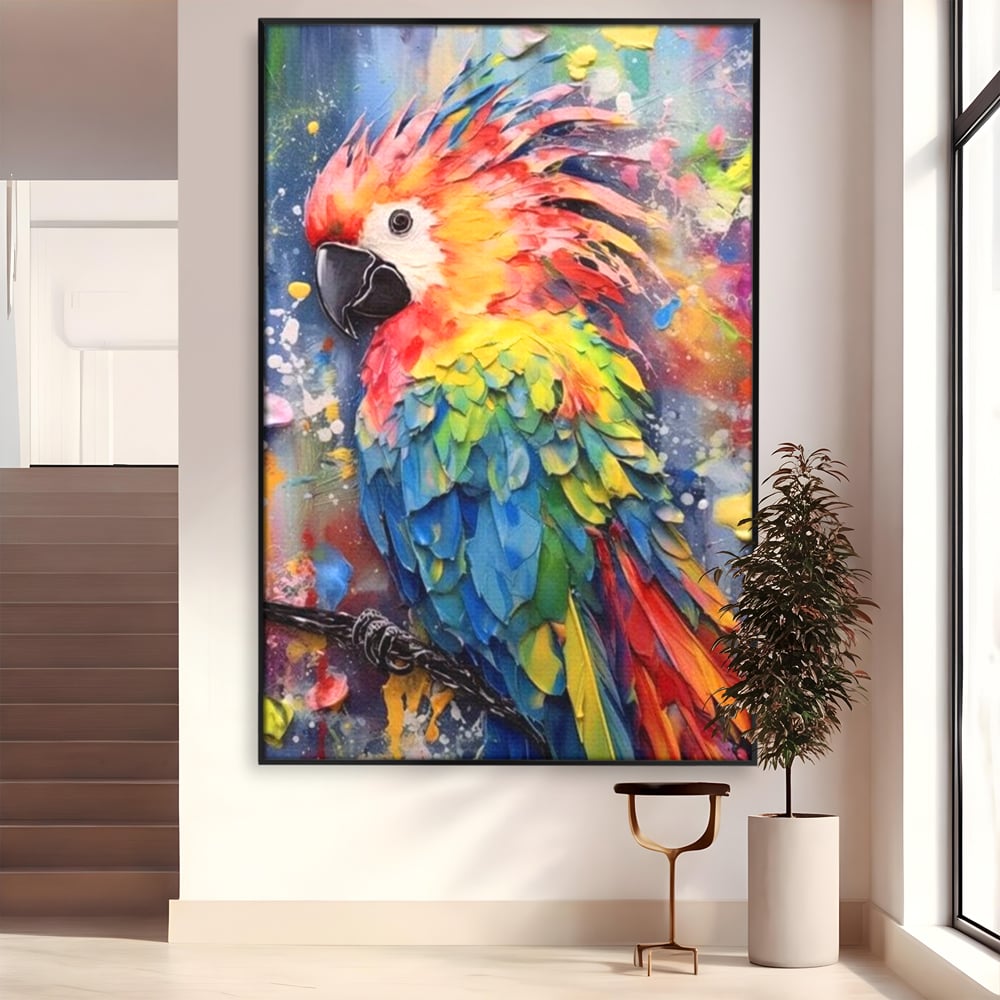 Tablou Canvas Premium, LuxCanva® M1026, Curcubeu Tropical, Papagal, Exotic, Tropical, Curcubeu, Jungla, Insula, Contrast, Vacanta, Birou, Living, Camera Copii