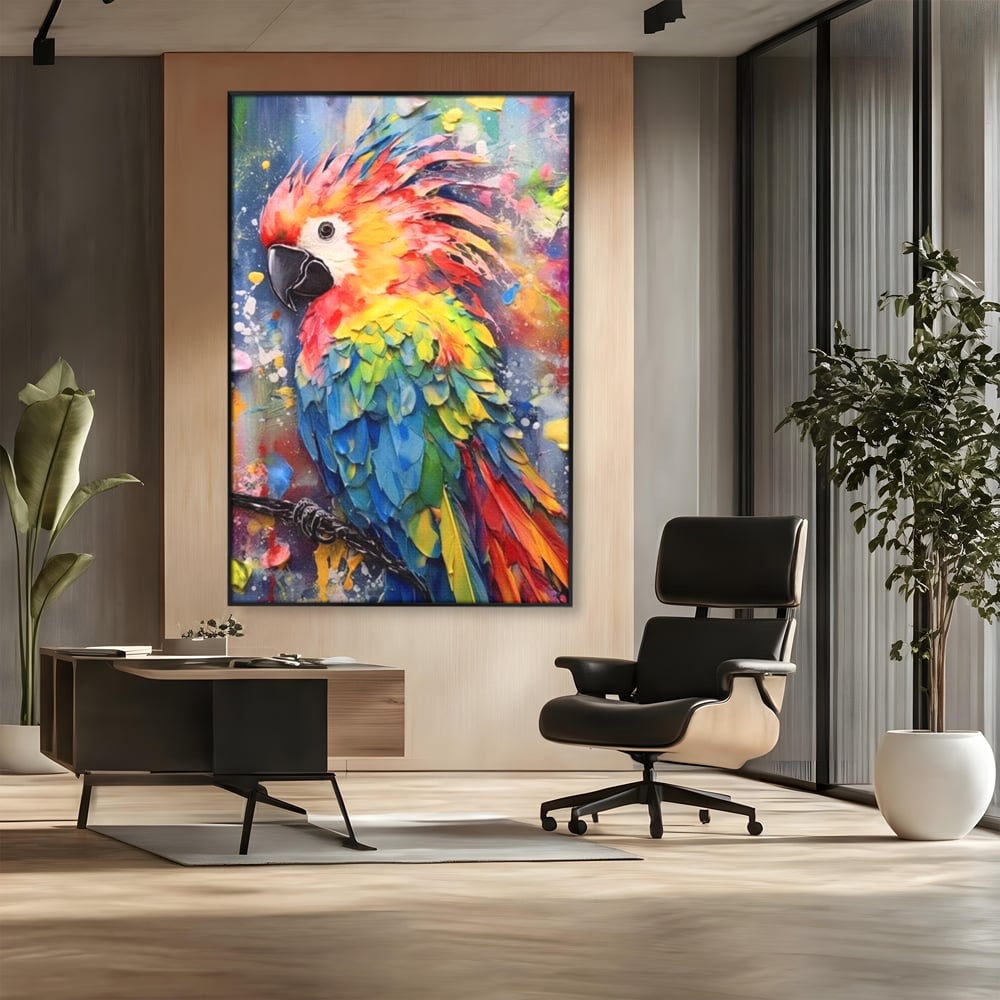 Tablou Canvas Premium, LuxCanva® M1026, Curcubeu Tropical, Papagal, Exotic, Tropical, Curcubeu, Jungla, Insula, Contrast, Vacanta, Birou, Living, Camera Copii