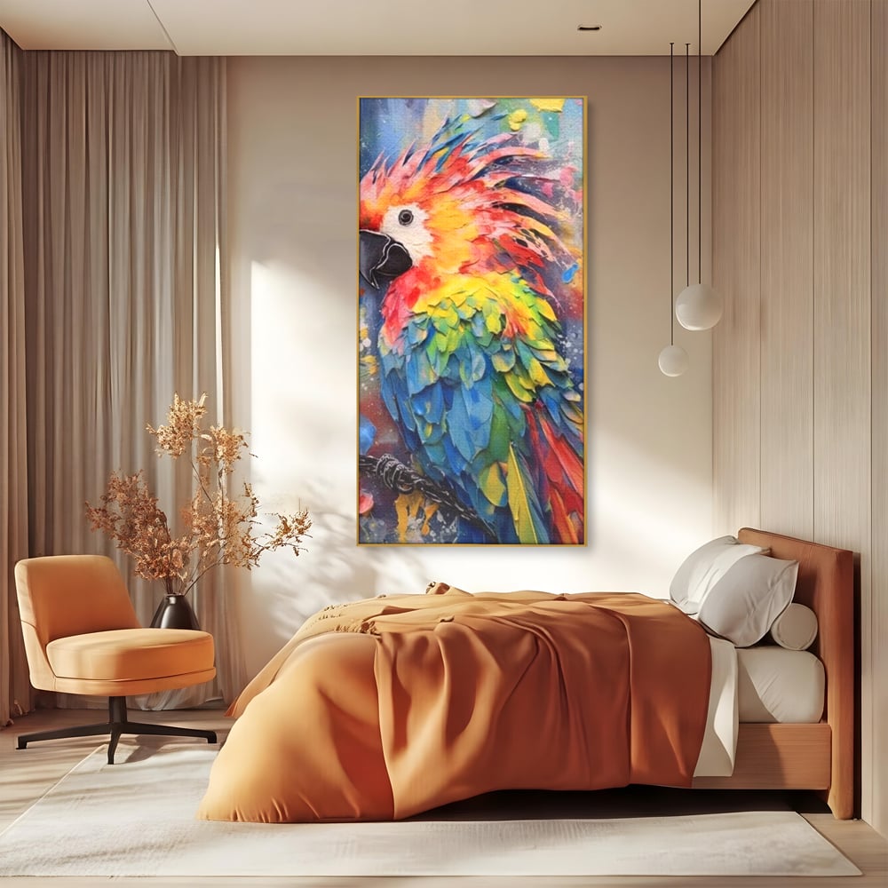 Tablou Canvas Premium, LuxCanva® M1026, Curcubeu Tropical, Papagal, Exotic, Tropical, Curcubeu, Jungla, Insula, Contrast, Vacanta, Birou, Living, Camera Copii